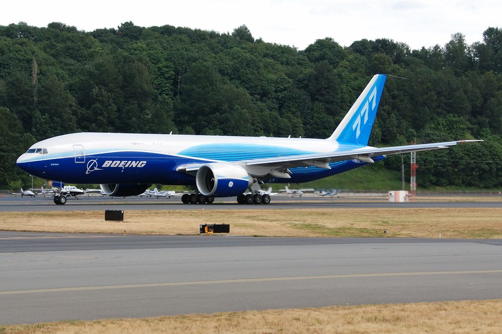 "Twin engine Boeing 777F cargo freighter "