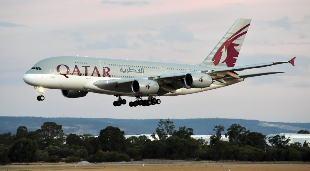 "Qatar Airways A380 Landing"