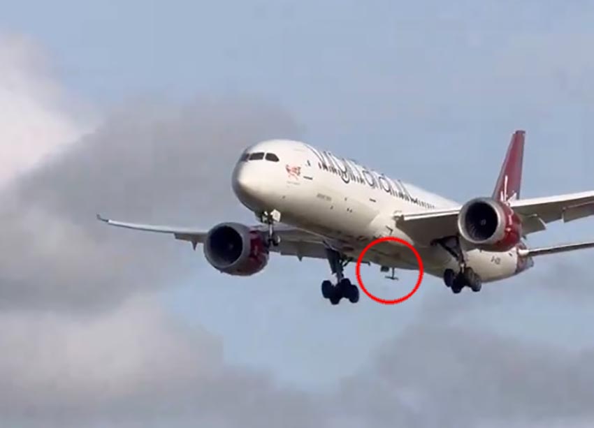 "rat is deployed and can be seen under fuselage"