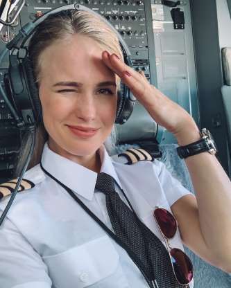 "lady pilot aviation headset image"