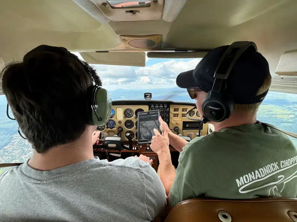 “View of airplane cockpit instruments during pilot training in the United States”